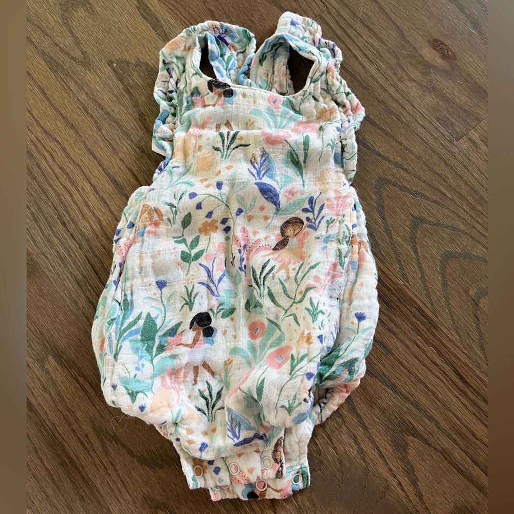 Angel Dear Pastel Floral & Mermaid Muslin One Piece - Size 3-6 Months